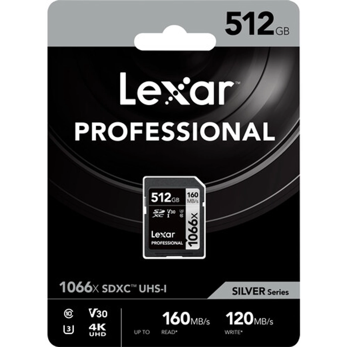 Lexar Professional 1066x SDXC UHS-I, U3, V30, RW up to 160/120 MB/s, 64GB/128GB/256GB/512GB/1TB