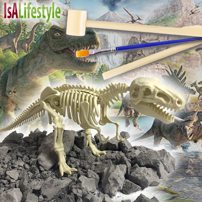 3D Dinosaur Bone Excavation Kit Early Devolvement Science Education Toy DIY Assembled Simulated Skeleton Mainan Pendidikan Tulang Dino Fossil Jurassic 3D Bones Skeleton