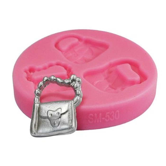 3 Cavity Girl Handbag Silicone Fondant Sugar paste Clay Mould Cake Decorating Tool
