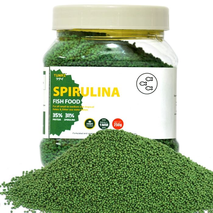 Tunai 31% Spirulina Fortified Optimum Choice Fish Food For Gold Fish, Angelfish, Molly, Tetra, Dwarf Gourami, Sword Tails, Catfish, Firemouth, Rasbora, Small Parrot Fish, Betta, Small Koi, Redtail Sha