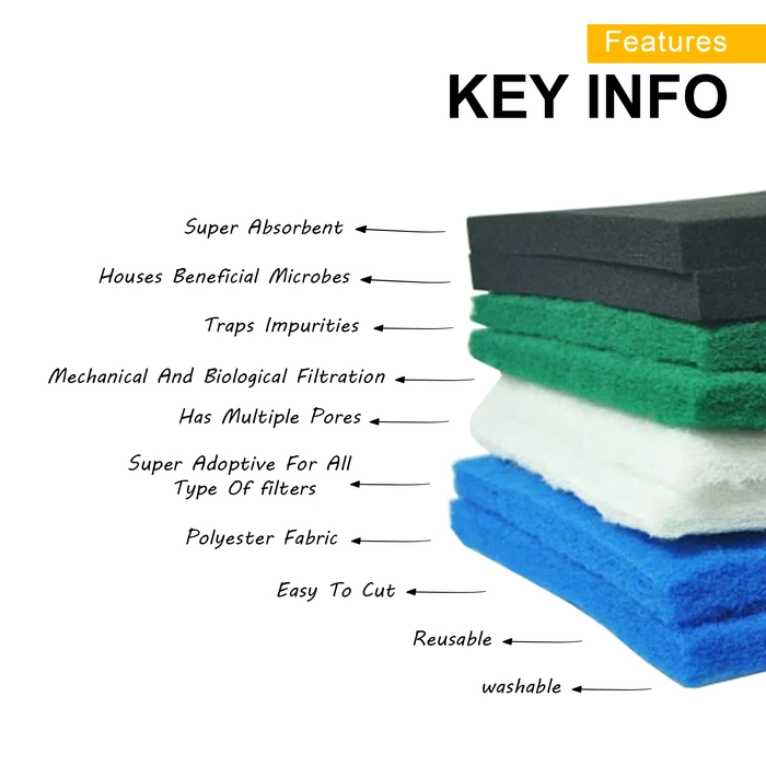 Tunai Pilteo Reusable Sponge Easy to Cut Filters for Both Mechanical and Biological Filtration in Aquarium Fish Tank (Blue, 45x30x2 CM)