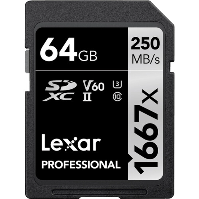 Lexar Professional 1667x SDXC UHS-II, U3, V60, RW up to 250/120 MB/s, 64GB/128GB/256GB