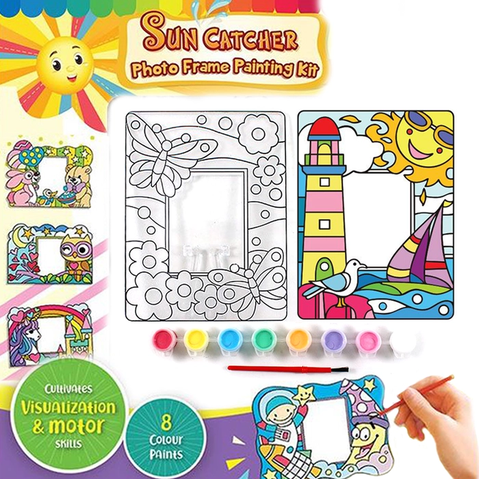 Kids Play Art & Craft Suncatcher Colourful Photo Frame Painting Box Kit Sun Catcher Foto Color Tool Set