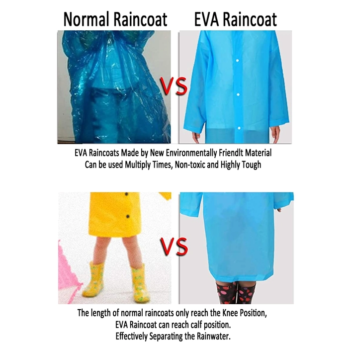 Reusable & Waterproof Adult / Children Raincoat Quick Drying EVA Long Rain Coat Jacket Suitable for Outdoor and Travel