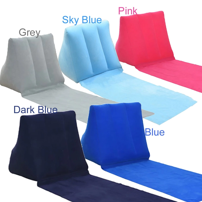 PVC Inflatable Wedge Cushion Portable Travel Backrest Waterproof Flocking Fabric Triangle Back Mattress Camping Seat Pad