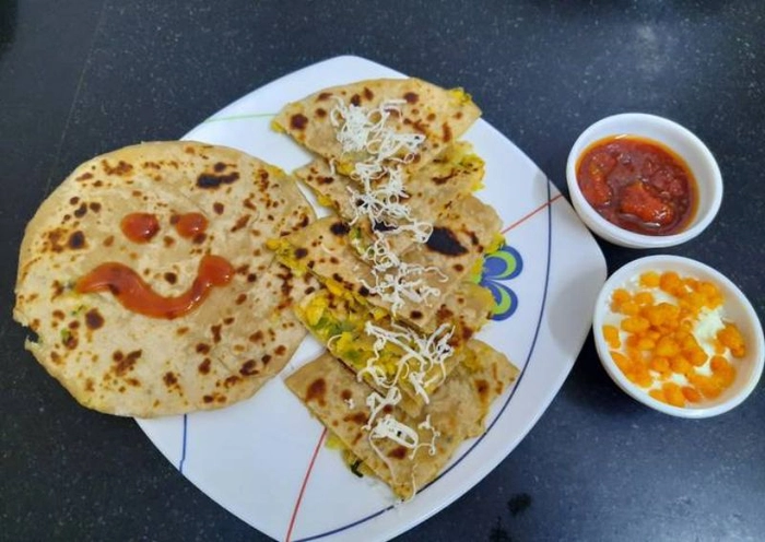 Cheese Corn Capsicum Paratha