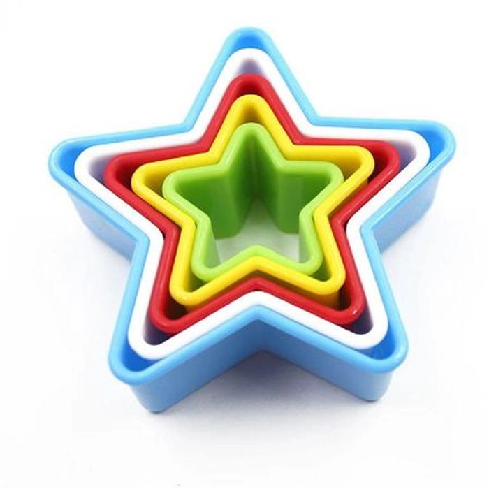5pc Star Plastic Rainbow Cookie Biscuit Fondant Cutter Set