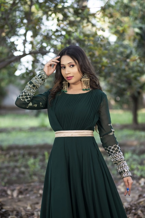 Buy Drashti Dhami bottle green color silk party wear anarkali kameez in UK,  USA and Canada | Stylish party dresses, Indian outfits, Dress materials