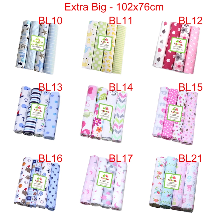 Baby Cotton Receiving Blanket 4pcs/Pack Extra Big (76x102cm) New Born Receiving Soft Flannel Newborn Blanket Cotton Swaddle Wrap Burp Cloth BL