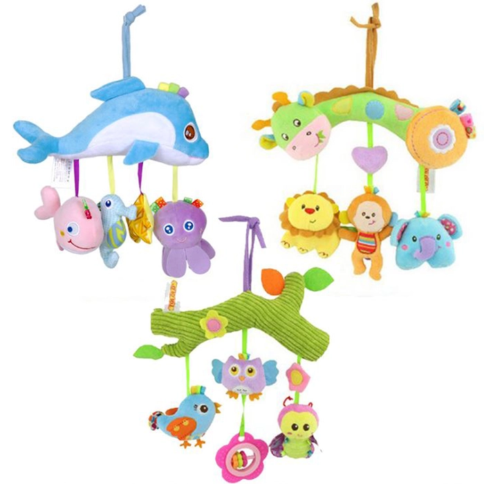 Stroller Hanging Toy Bed Baby Cot Playpens Rattle Soft Squeaker Hanging Plush Toys Happy Monkey Tororo