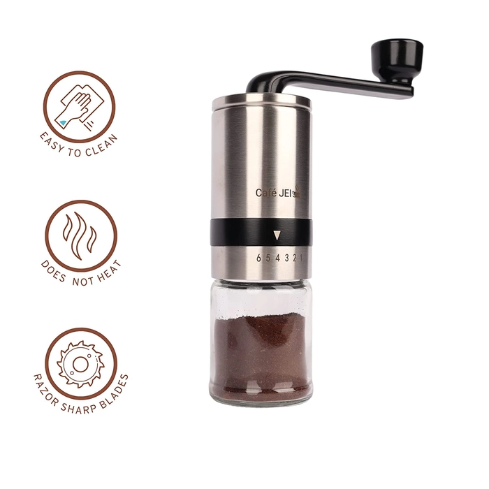 Manual conical burr outlet grinder