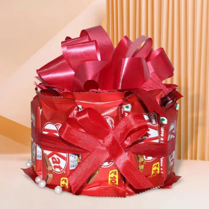 Kitkat Chocolates Wrapped In Red Ribbon