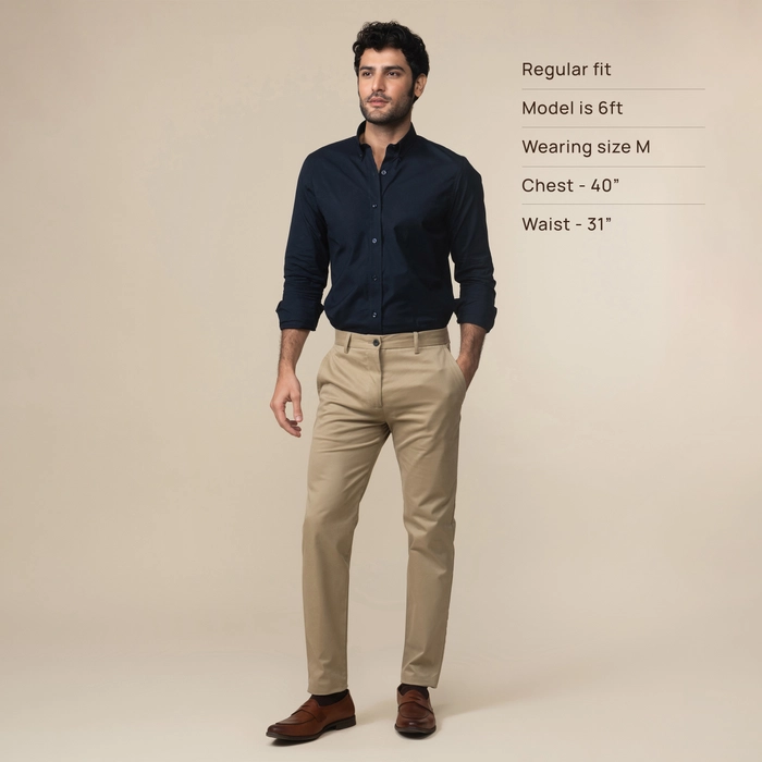 Navy Blue Cotton Oxford Button Down Shirt | Men | Collar Shirt