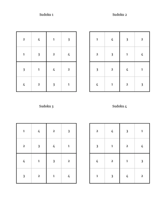 Introduction to Sudoku - 4X4 - Level 1 - (6-8 years) - The Activity Books