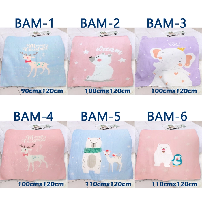 Premium Muslin Bamboo Cotton Baby Blanket Super Soft Infant Swaddle Wrap Bedung Bayi BAM 120x110cm