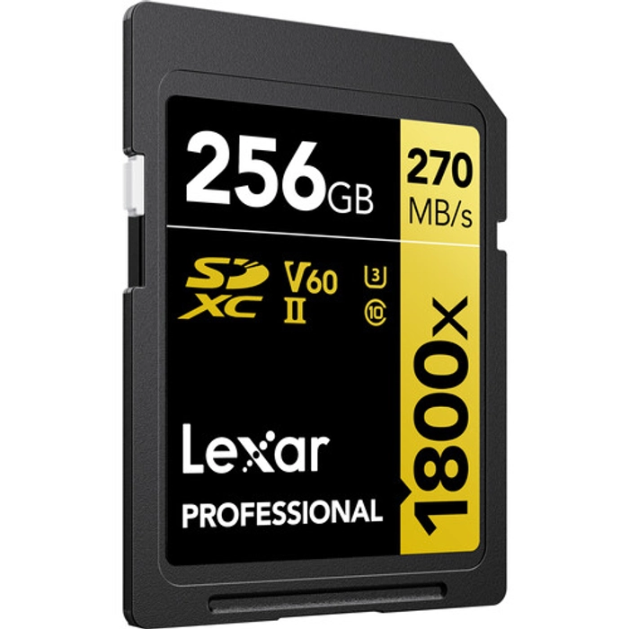 Lexar Professional 1800x SDXC™ UHS-II, U3, V60, RW up to 270/180 MB/s, 64GB/128GB/256GB/512GB