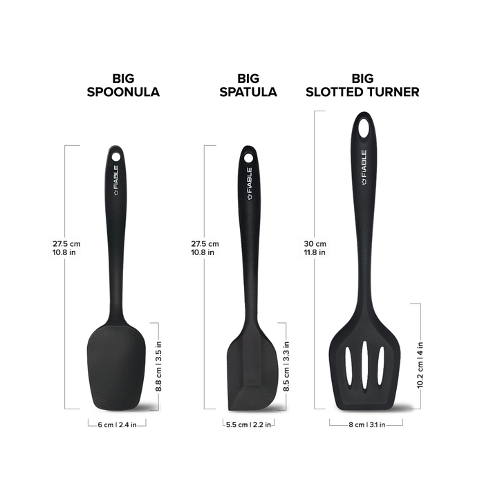 3 Piece Silicone Spatula Set - Black – Elihome