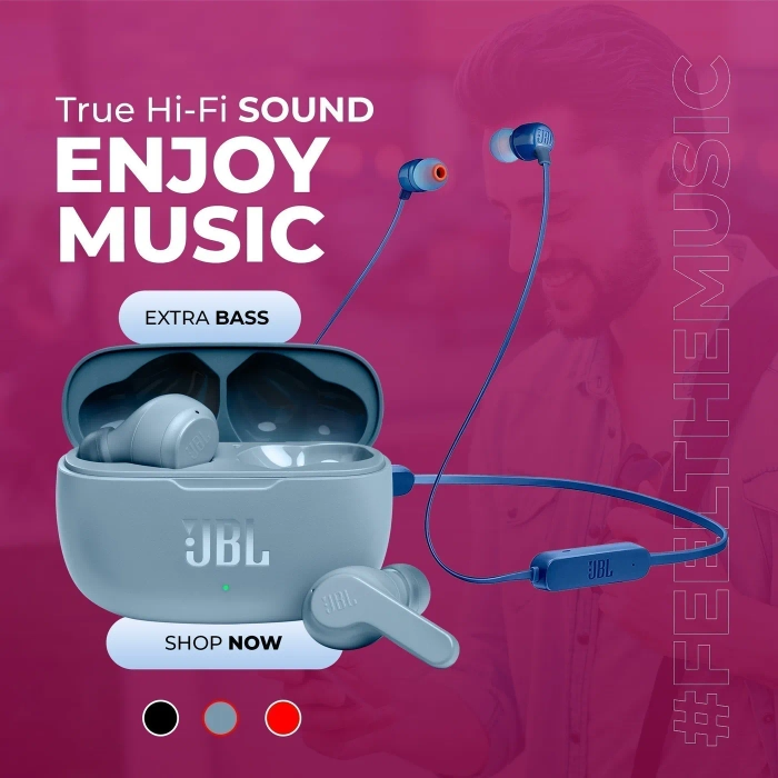 JBL Tune 165BT by Harman Wireless in Ear Neckband with Mic & JBL Wave 200TWS Earbuds Combo Of 2