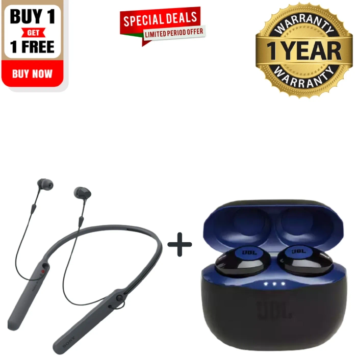 JBL R115TWS Ear Buds And Sony WI-1000XM2 Neckbands Buy1 Get 1 Free Combo