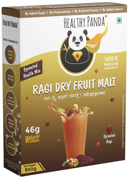 Organic Sprouted Ragi & Dry fruit Malt / Health Mix (800g) : 2 Packs of 400Gms