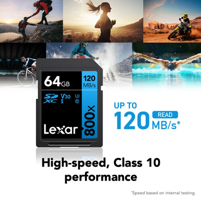 Lexar Professional 800x SDXC™ UHS-I, U3, V30, up to RW M120/ 45MB/s, 32GB/64GB/128GB/256GB