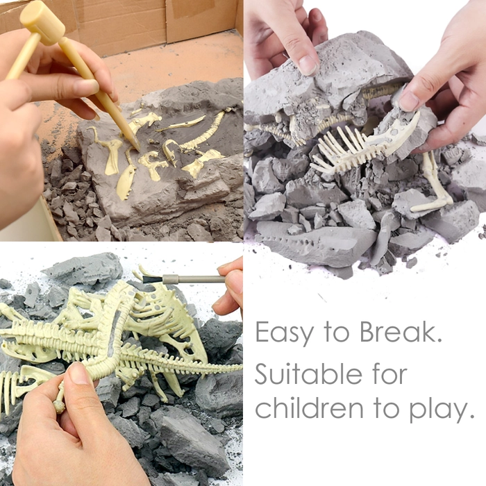 3D Dinosaur Bone Excavation Kit Early Devolvement Science Education Toy DIY Assembled Simulated Skeleton Mainan Pendidikan Tulang Dino Fossil Jurassic 3D Bones Skeleton