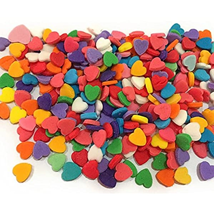 Multi color confetti sugar disc heart sprinkles cake decoration 20 gm - Divena In