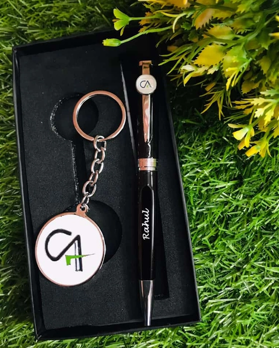 Pen and Metal Keychain Gift Set | Plum Grove