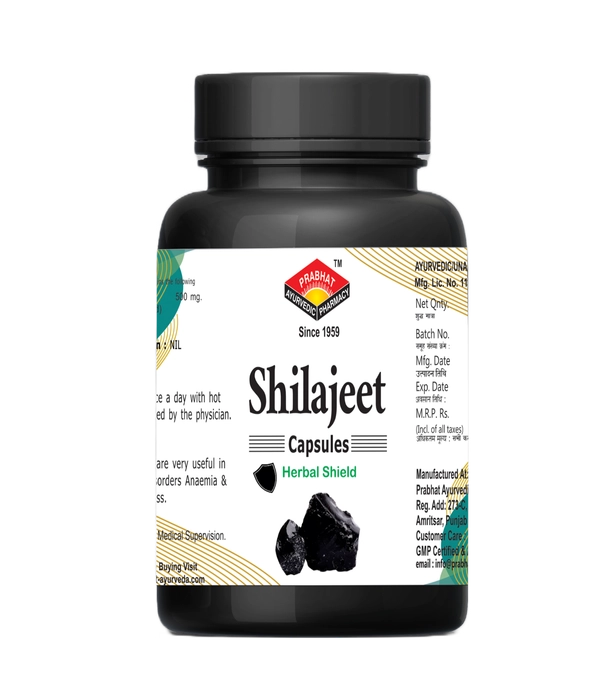 Prabhat Shilajit Capsule | Testosterone Booster (Pack of 60 Capsules)