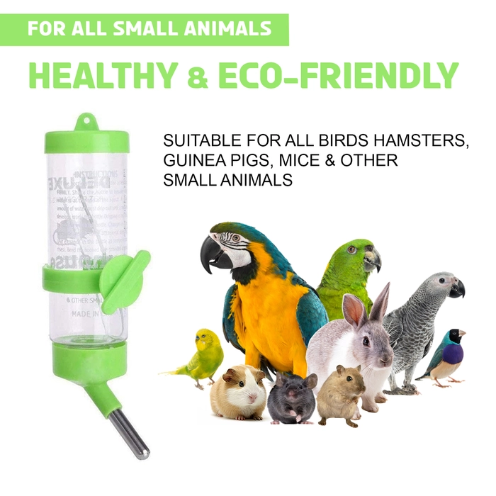 Tunai 250 ML Leak Proof Water Feeder for All Birds, Hamster, Mice & Other Small Animals (250 ML, Green)