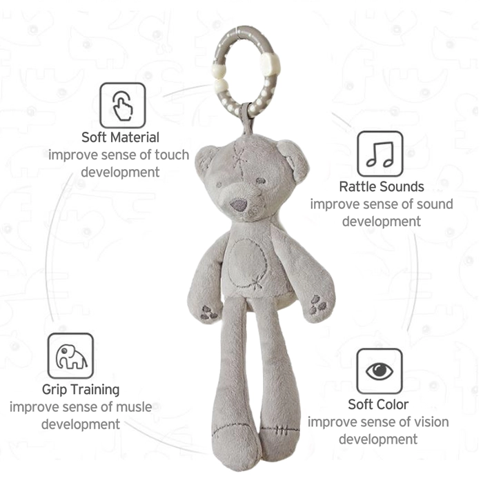 Soft Plush Toy Baby Rattles Rabbit Bear Bunny Playmat Clip On Chime for Baby Stroller Rattle Toys MamiBeby