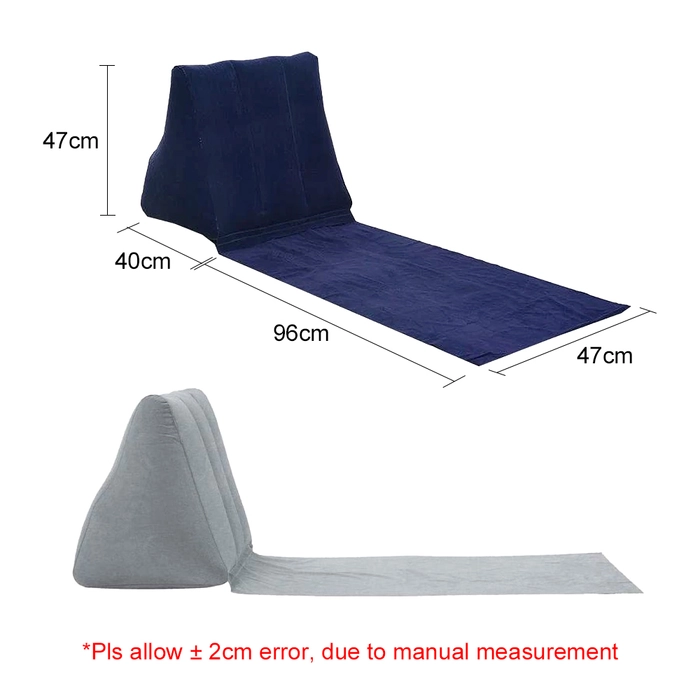 PVC Inflatable Wedge Cushion Portable Travel Backrest Waterproof Flocking Fabric Triangle Back Mattress Camping Seat Pad