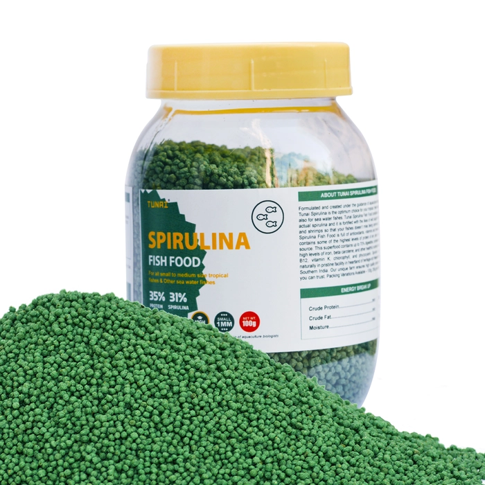 Tunai 31% Spirulina Fortified Optimum Choice Fish Food For Gold Fish, Angelfish, Molly, Tetra, Dwarf Gourami, Sword Tails, Catfish, Firemouth, Rasbora, Small Parrot Fish, Betta, Small Koi, Redtail Sha