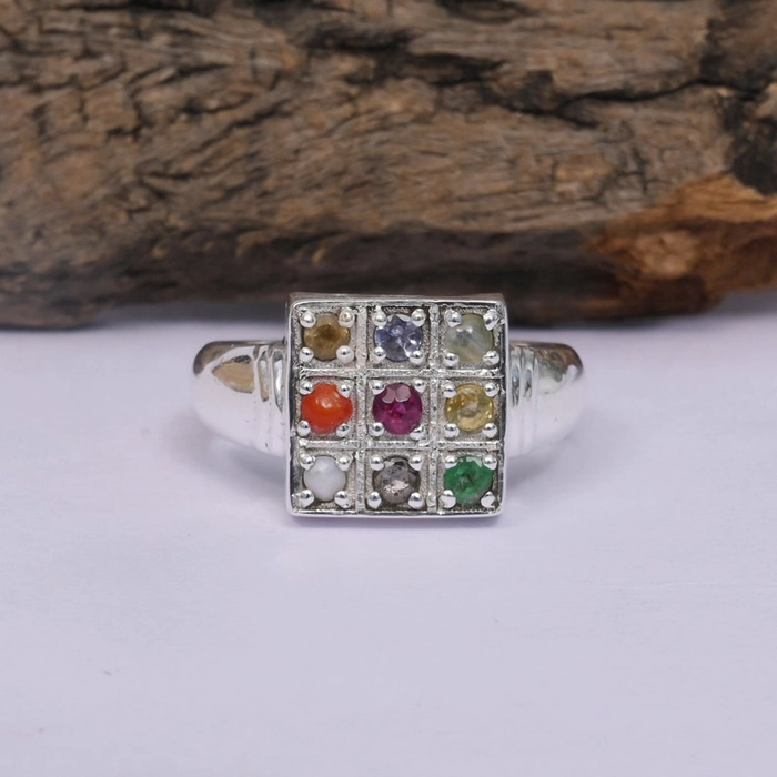 Natural Certified Navratna Ring Nine Gemstone Ring in 925 Sterling Silver  Ring Handmade Ring for Men and Woman Crimes Gift - Etsy
