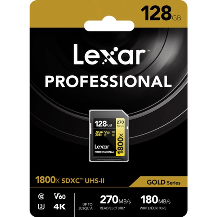 Lexar Professional 1800x SDXC™ UHS-II, U3, V60, RW up to 270/180 MB/s, 64GB/128GB/256GB/512GB