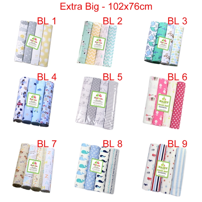 Baby Cotton Receiving Blanket 4pcs/Pack Extra Big (76x102cm) New Born Receiving Soft Flannel Newborn Blanket Cotton Swaddle Wrap Burp Cloth BL