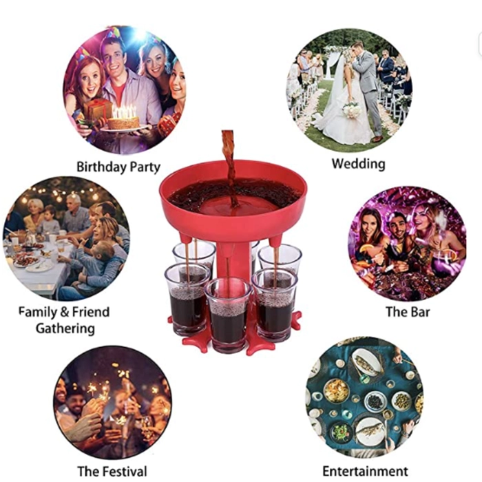 6 Shot Cups Part Drink Wine Dispenser Suitable On Juice Soft Drink Iced Beverage for Housewarming Camping Birthday Festival Celebration