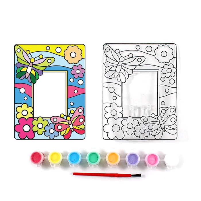 Kids Play Art & Craft Suncatcher Colourful Photo Frame Painting Box Kit Sun Catcher Foto Color Tool Set