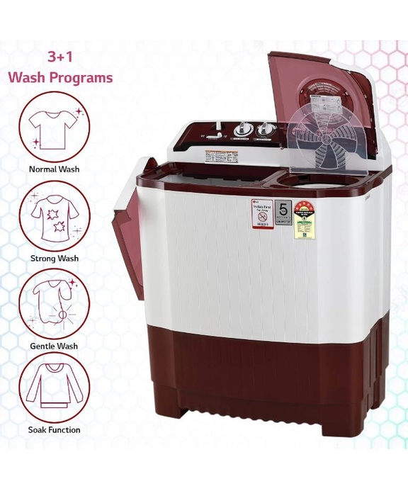 LG 7.5 Kg 5 Star Semi Automatic Top Loading Washing Machine(P7510RRAZ)