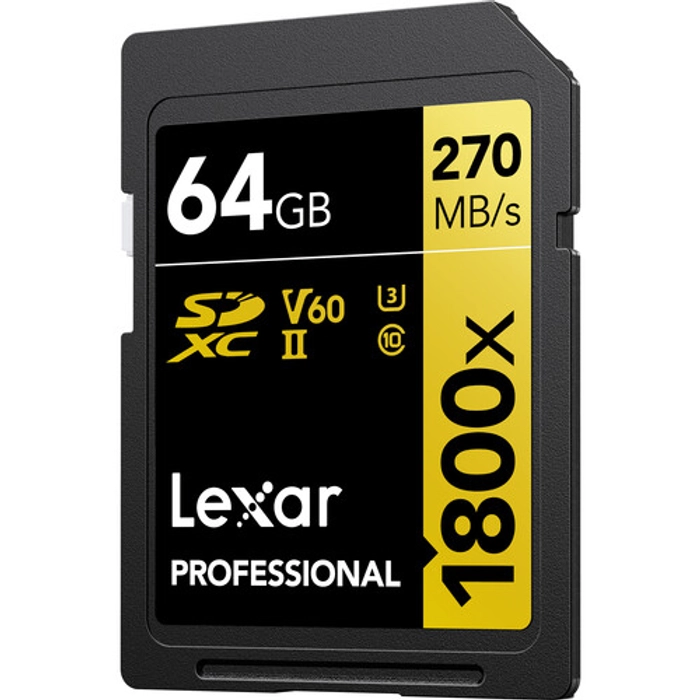 Lexar Professional 1800x SDXC™ UHS-II, U3, V60, RW up to 270/180 MB/s, 64GB/128GB/256GB/512GB