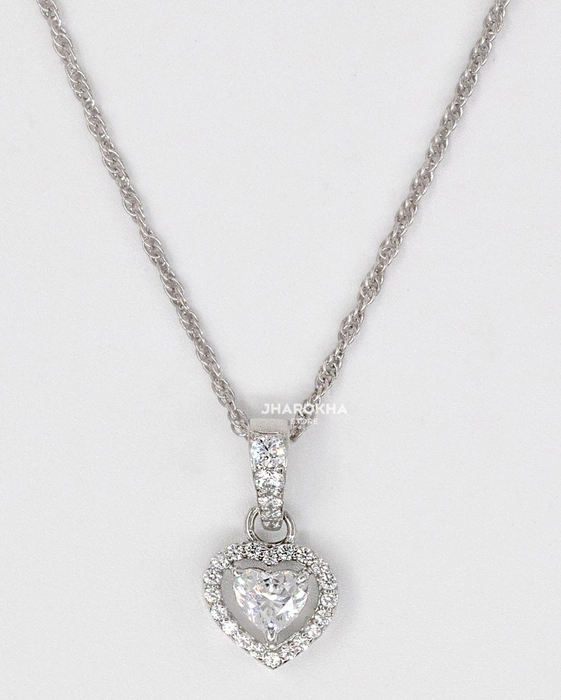 Buy quality 925 silver heart step pendant chain set in Ahmedabad