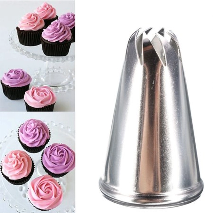 Junlinto Stainless Steel Eight Teeth Drop Rose Flower Icing Piping Cake Nozzle Tips