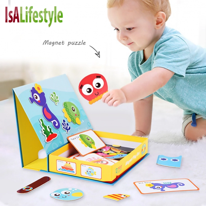 Magnet Puzzle Play Box Kid Early Learning Education Jigsaw Puzzle Magnetic Box for 3 years + Montessori