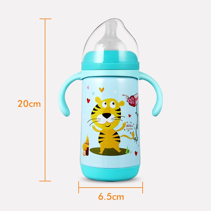 Thermal Feeding Bottle with Handle Infant Friendly Gravity Ball with Straw Stainless Steel Vacuum Bottles Bayi Termal Susu Botol