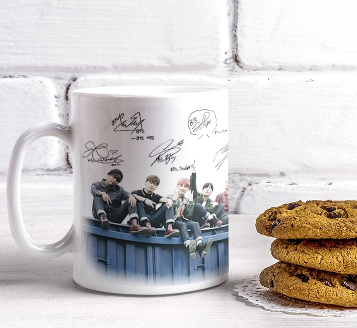 Printed BTS White Ceramic Coffee Mug