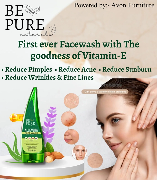 Be Pure Naturals Aloevera Facewash with Vit-E for Acne & Pimple free Skin, contains Almond Oil, Lavender, Rose, Enzymes & Amino that gives Permanent Smooth and Glowing Skin (120ml)