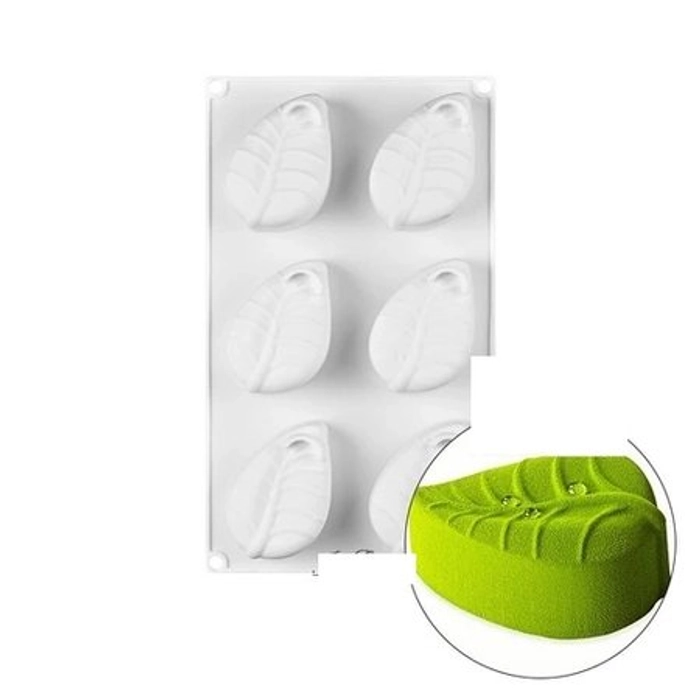 Silicone 6 Cavity Leaf Cup Cake Jelly Pudding Soap Mould