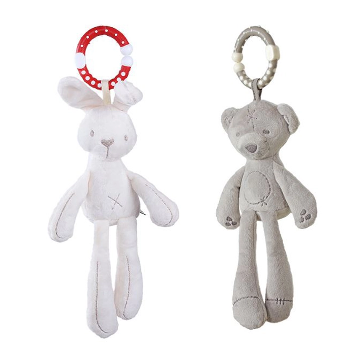 Soft Plush Toy Baby Rattles Rabbit Bear Bunny Playmat Clip On Chime for Baby Stroller Rattle Toys MamiBeby