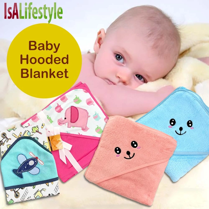 Baby Soft Cotton Hooded Receiving Blanket Newborn Swaddle Hoodie Wrap Hood Blanket Bedung Bayi Lembut HB