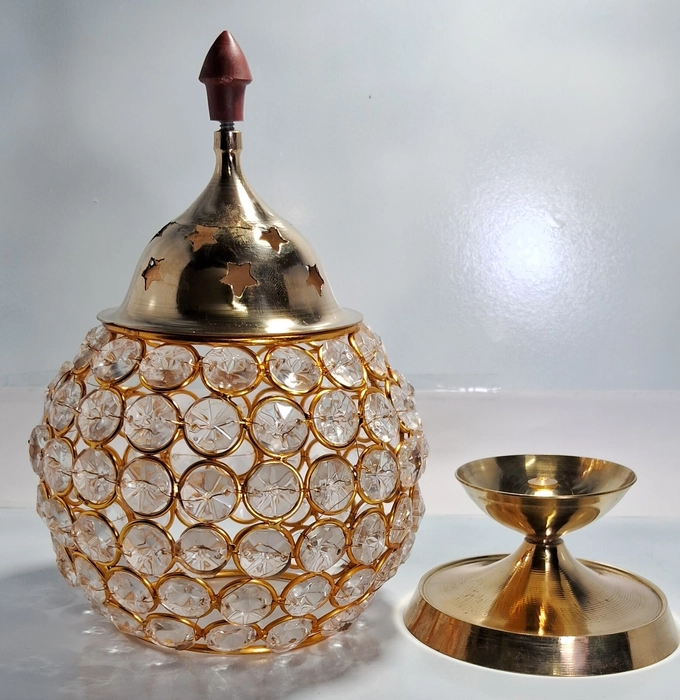 Ekum Brass Crystal Diya 7"